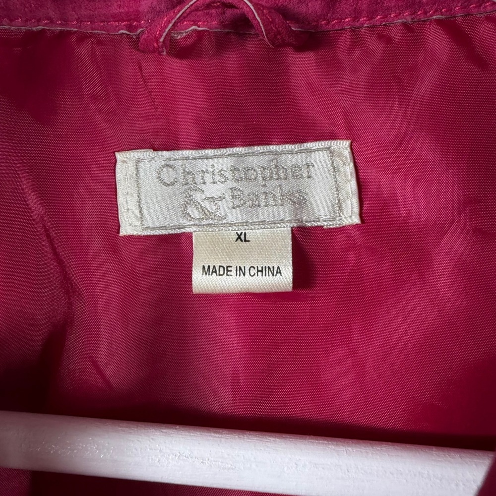Christopher & Banks Magenta Pink Suede Leather Vest Button Front XL Vintage - Picture 13 of 15